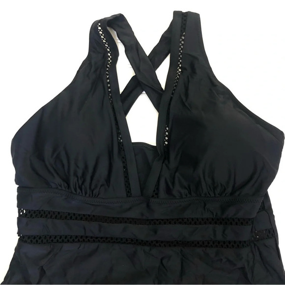 TEMPT Me Swimsuit Plunge V-neck Monokini Sexy Hollow Out Black Criss Cross 22W - Picture 6 of 11